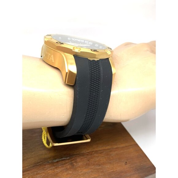 Invicta Men's Watch 45741 Pro Diver Quartz Gold Black Rubber Strap 50mm - Picture 13 of 15